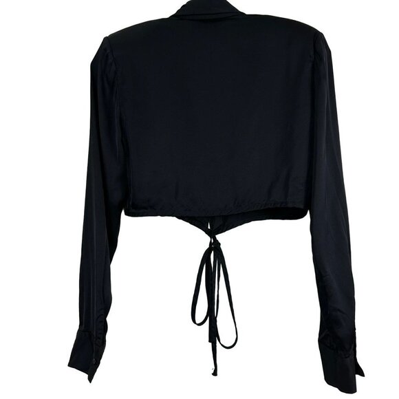 2/$30 Zara Black Satin Efect Crop Shirt Dressy Size Small - Picture 12 of 15